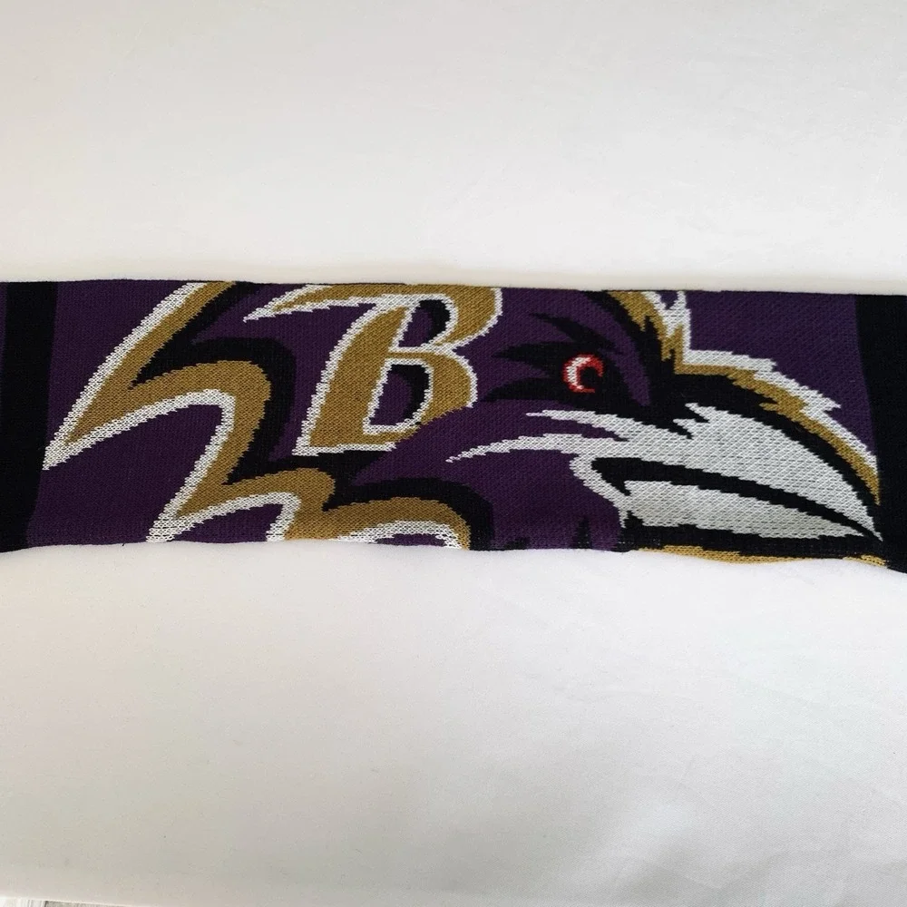 Baltimore Ravens Scarf Knit Fringe Purple Black‎ NFL Football Fans Warm Winter
